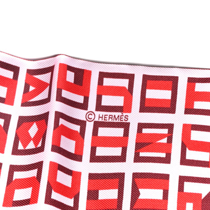 Hermes Silk Lettres Et Pois Maxi Twilly Cut Bordeaux Rouge Rose 3 of 4