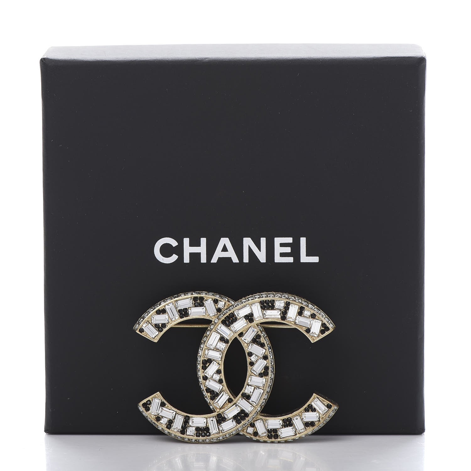 Chanel Baguette Crystal CC Brooch Gold Black 5 of 5