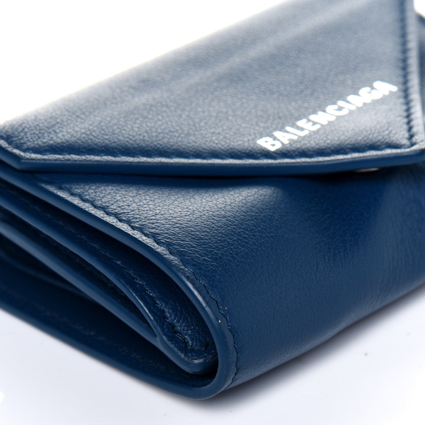 Calfskin Mini Papier Wallet Blue Marine