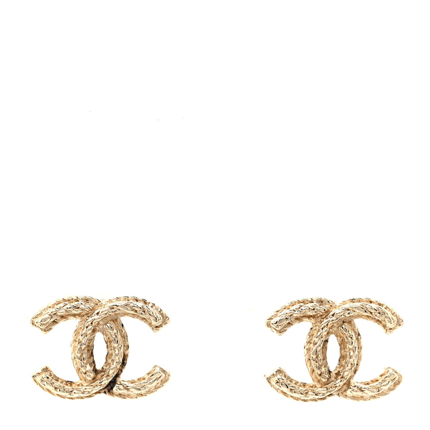 Metal Braided CC Stud Earrings Gold