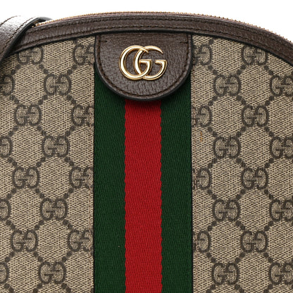 Gucci GG Supreme Monogram Textured Dollar Calfskin Web Small Ophidia Dome Shoulder Bag Beige Ebony New Acero 8 of 17