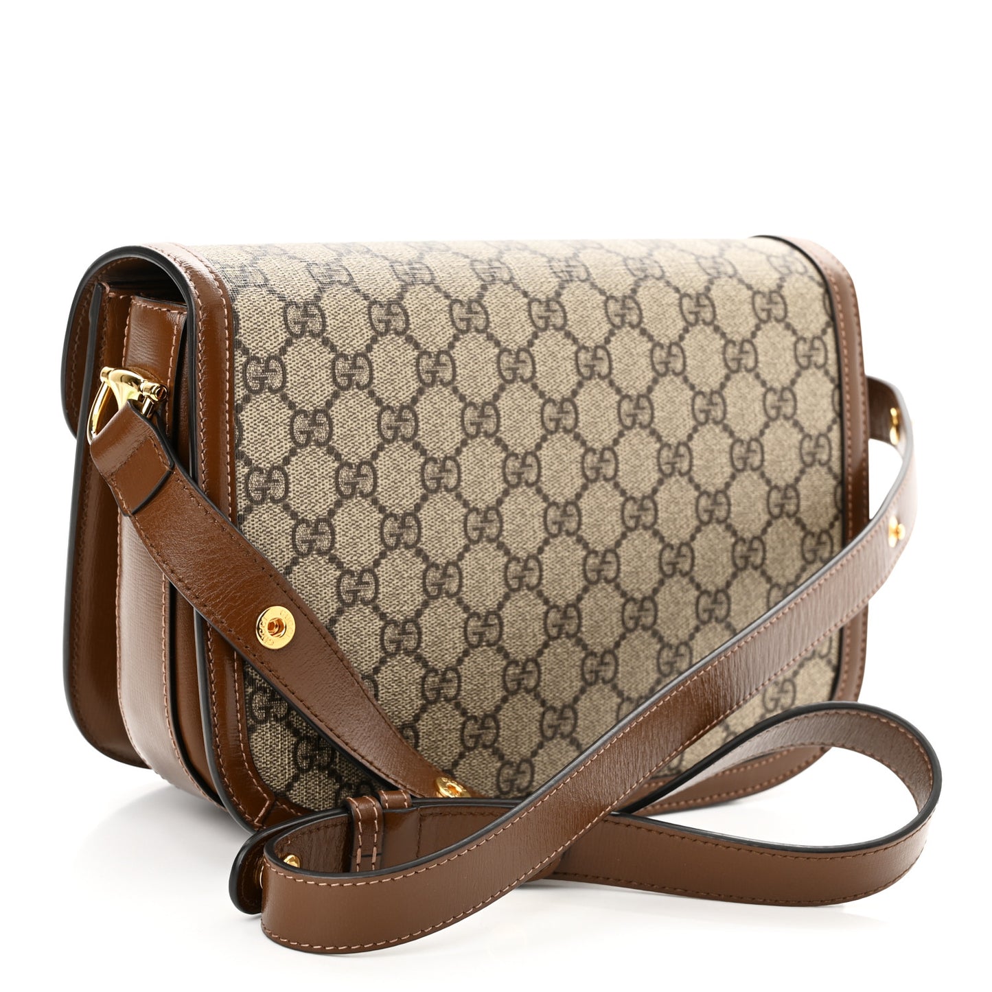 GG Supreme Monogram Horsebit 1955 Shoulder Bag Beige Brown Sugar