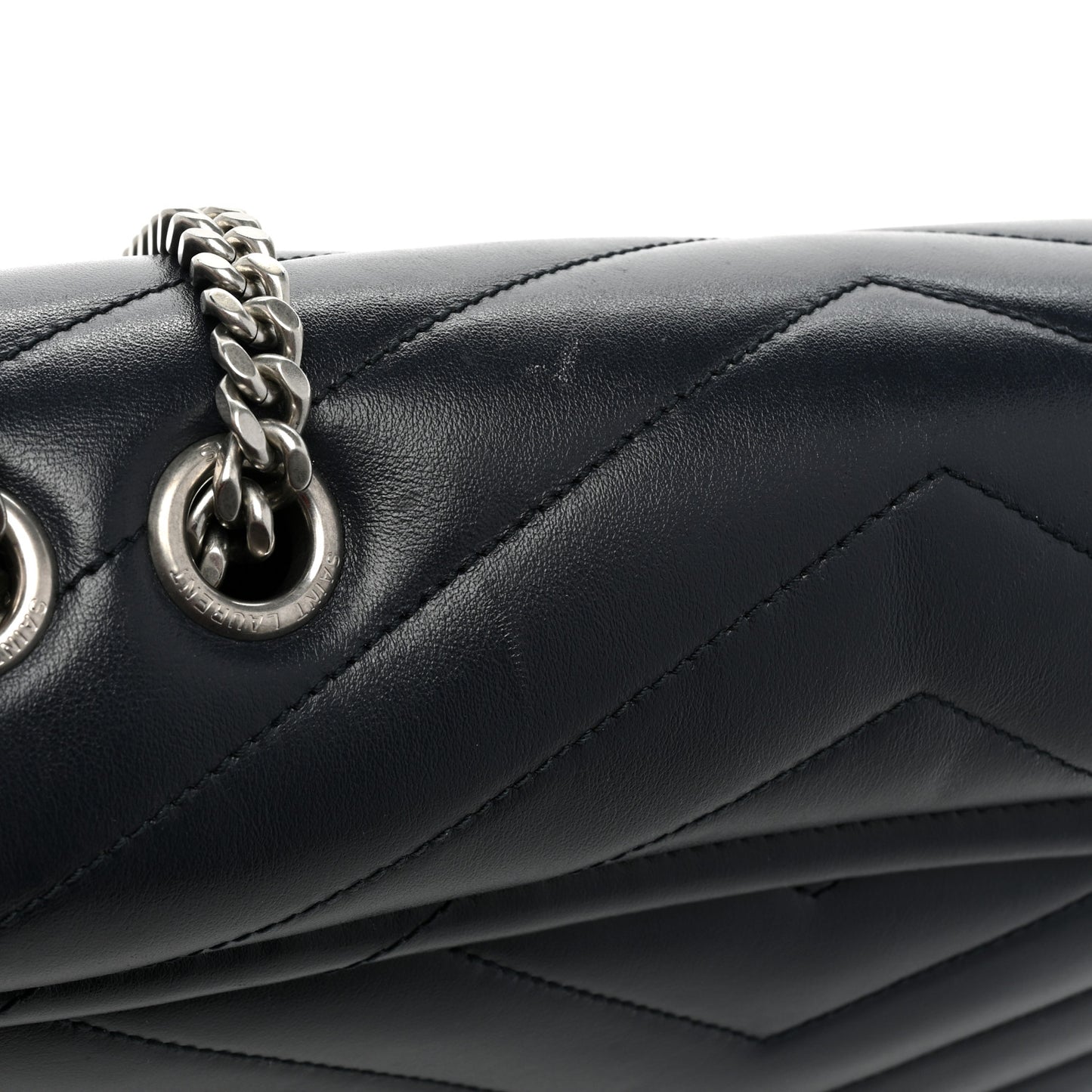 Calfskin Y Quilted Monogram Medium Loulou Chain Satchel Medium Blue