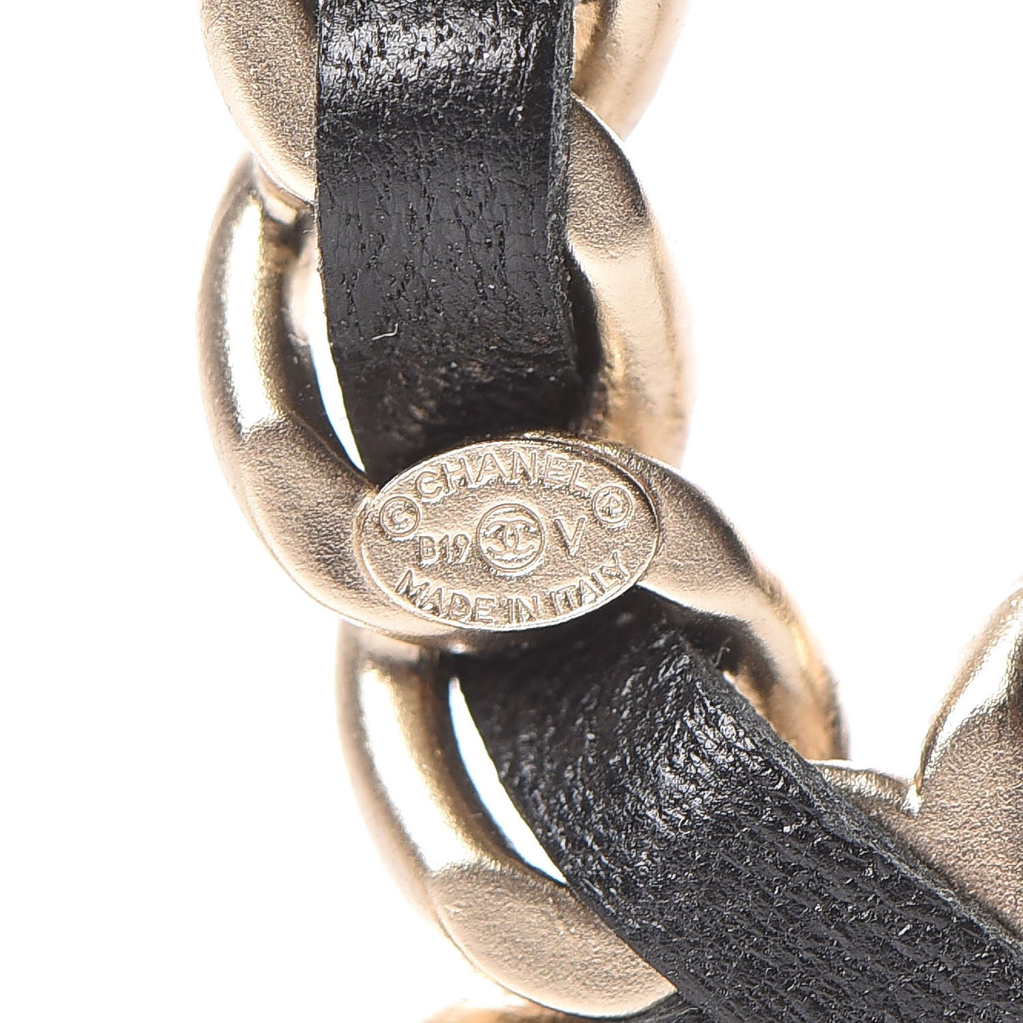 Lambskin Chain CC Brooch Black Gold