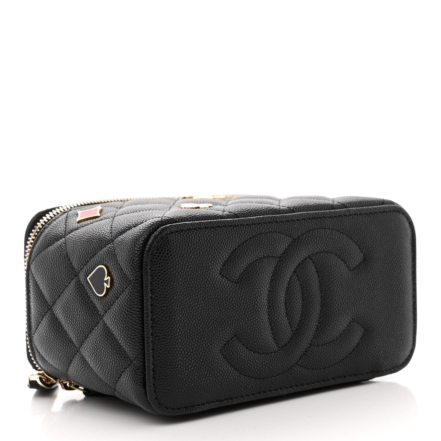Chanel Caviar Quilted Enamel Coco Casino Small Vanity Case With Chain Black 4 of 15