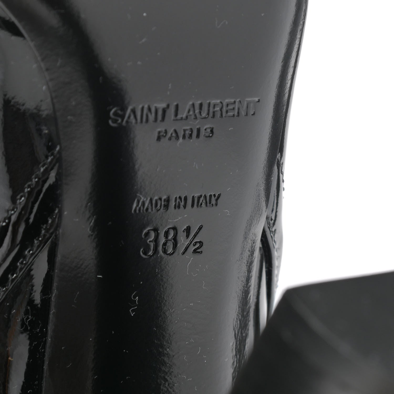 Saint Laurent Patent Soxiante 105 Knee High Boots 38.5 Black 6 of 8