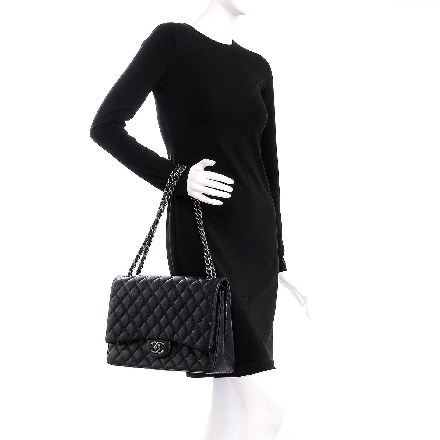 Caviar Quilted Maxi Double Flap Black