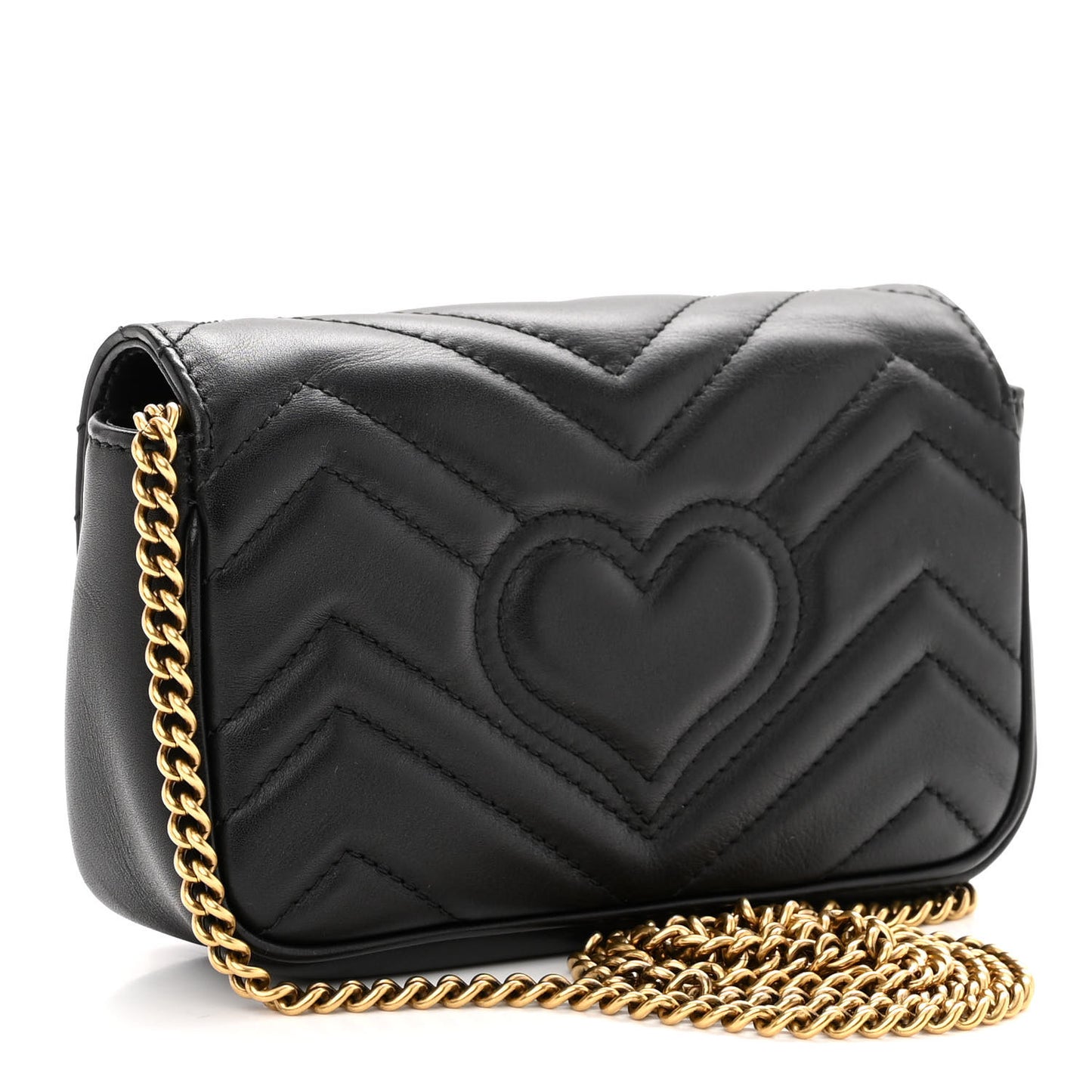Calfskin Matelasse Super Mini GG Marmont Shoulder Bag Black