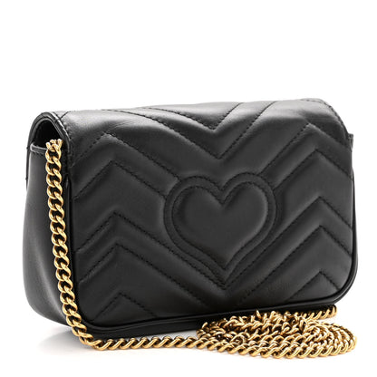 Gucci Calfskin Matelasse Super Mini GG Marmont Shoulder Bag Black 3 of 10