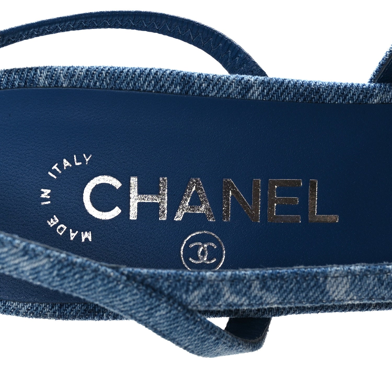 CHANEL ネイビー デニム ミュール Chanel Denim Cap Toe Denim Slingback Pumps 39 Blue 1306868