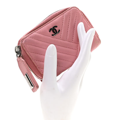 Chanel Lambskin Quilted Crossing Zip Around Coin Purse Pink 2 of 8