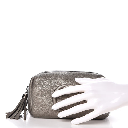 Gucci Metallic Pebbled Calfskin Medium Soho Cosmetic Case Sasso 2 of 9