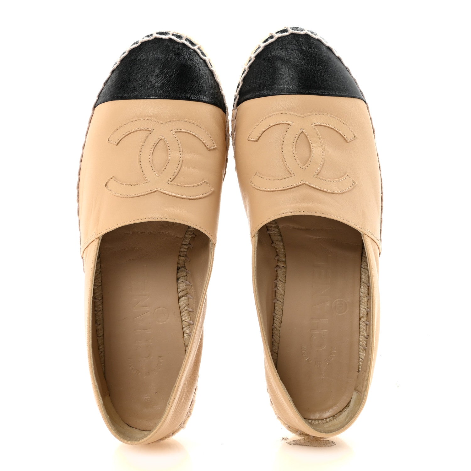 Chanel Lambskin CC Espadrilles 36 Beige Black 2 of 9