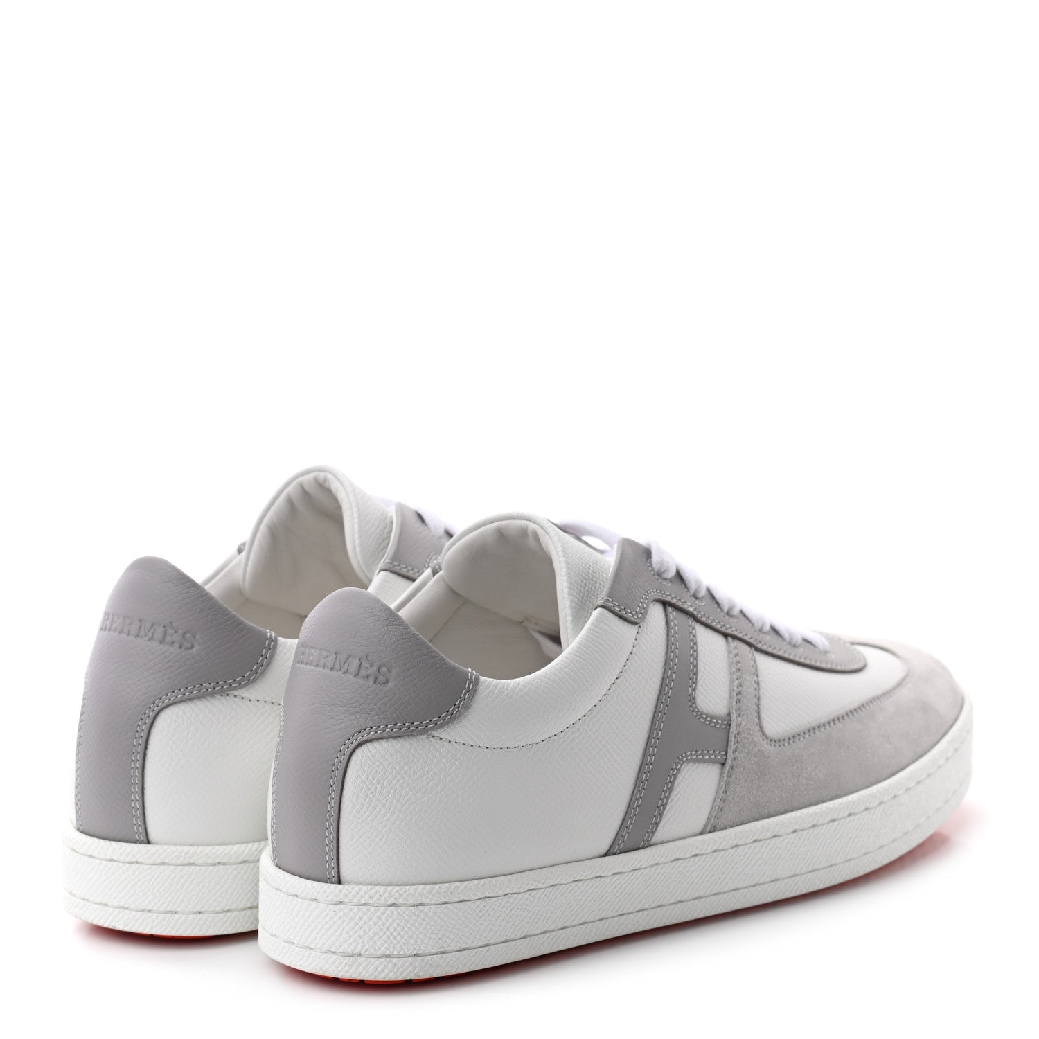 Hermes Epsom Suede Boomerang Sneakers 36 White Gris 4 of 9