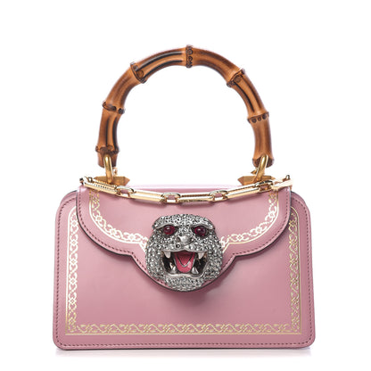 Gucci Calfskin Bamboo Crystal Mini Thiara Top Handle Bag Carmine Rose Gold 1 of 10