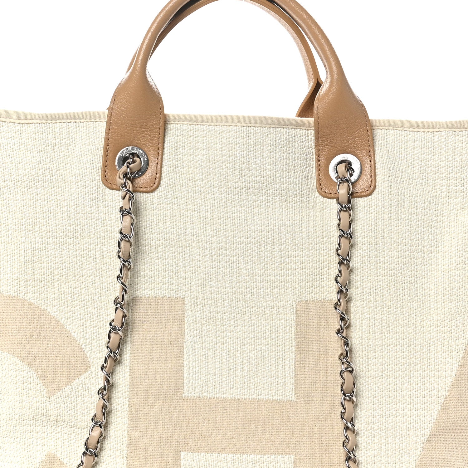 Chanel Canvas Large Shopping Tote White Beige 8 of 9