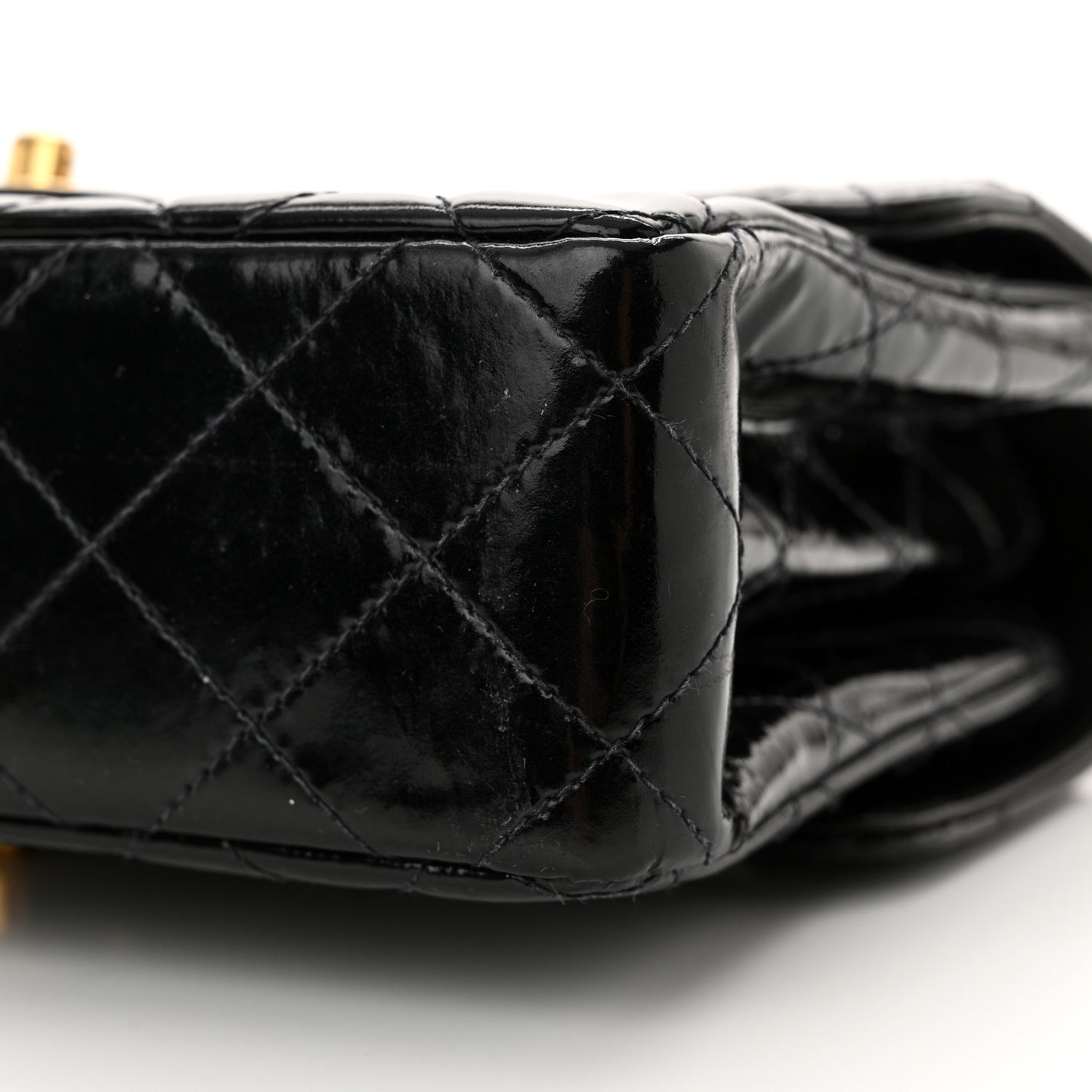 Patent Quilted Small Double Sided Flap Black
