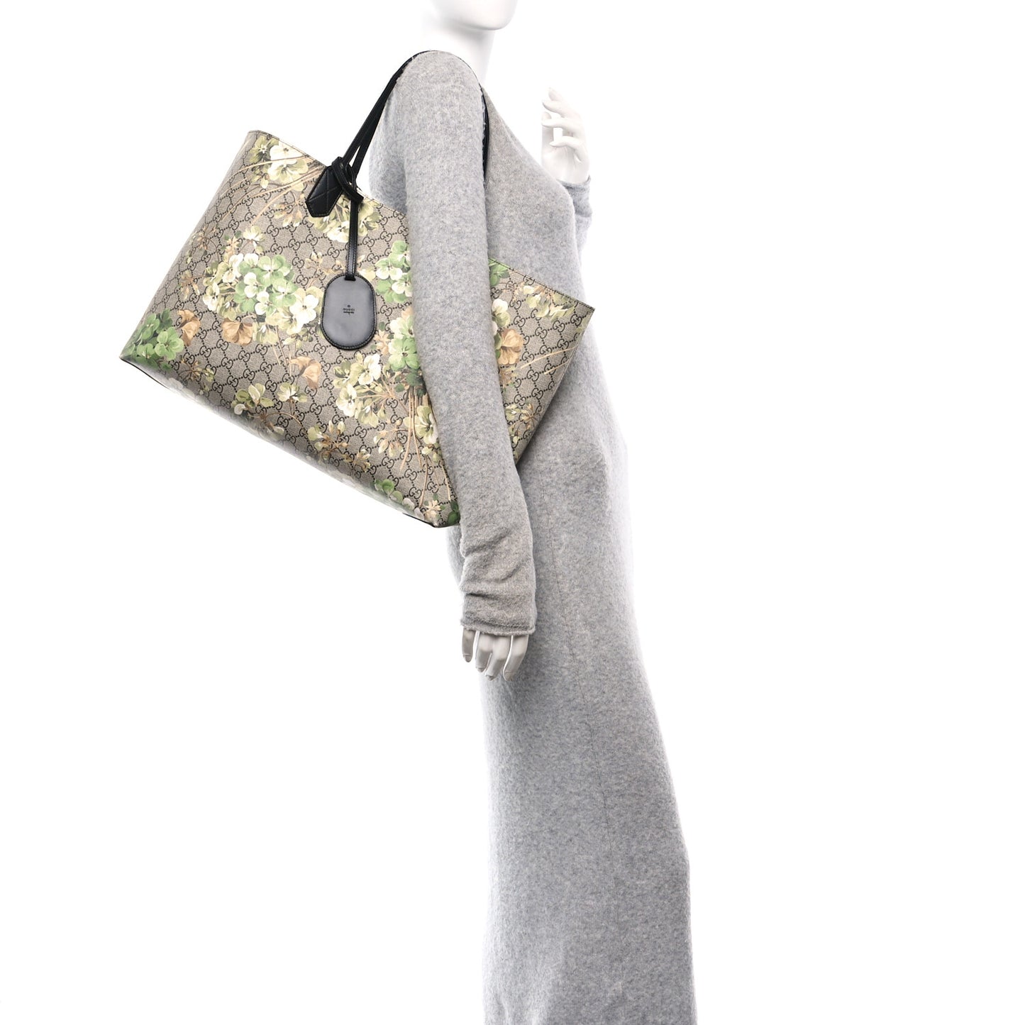 GG Supreme Monogram Blooms Large Reversible Tote Beige New Military Black