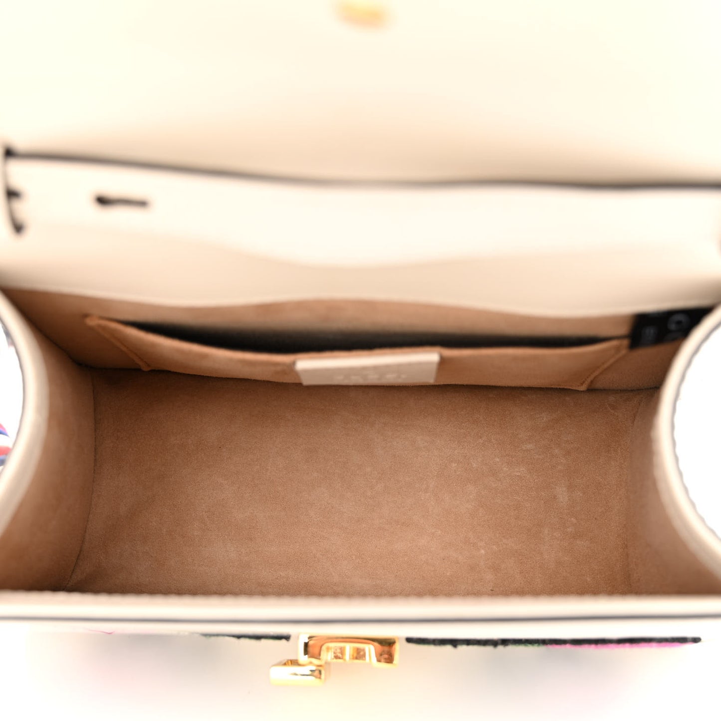 Calfskin Embroidered Mini Sylvie Top Handle Bag White