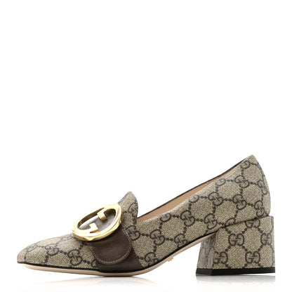 Gucci GG Supreme Monogram Malaga Kid Blondie Pumps 35.5 Beige Ebony New Acero 1 of 13