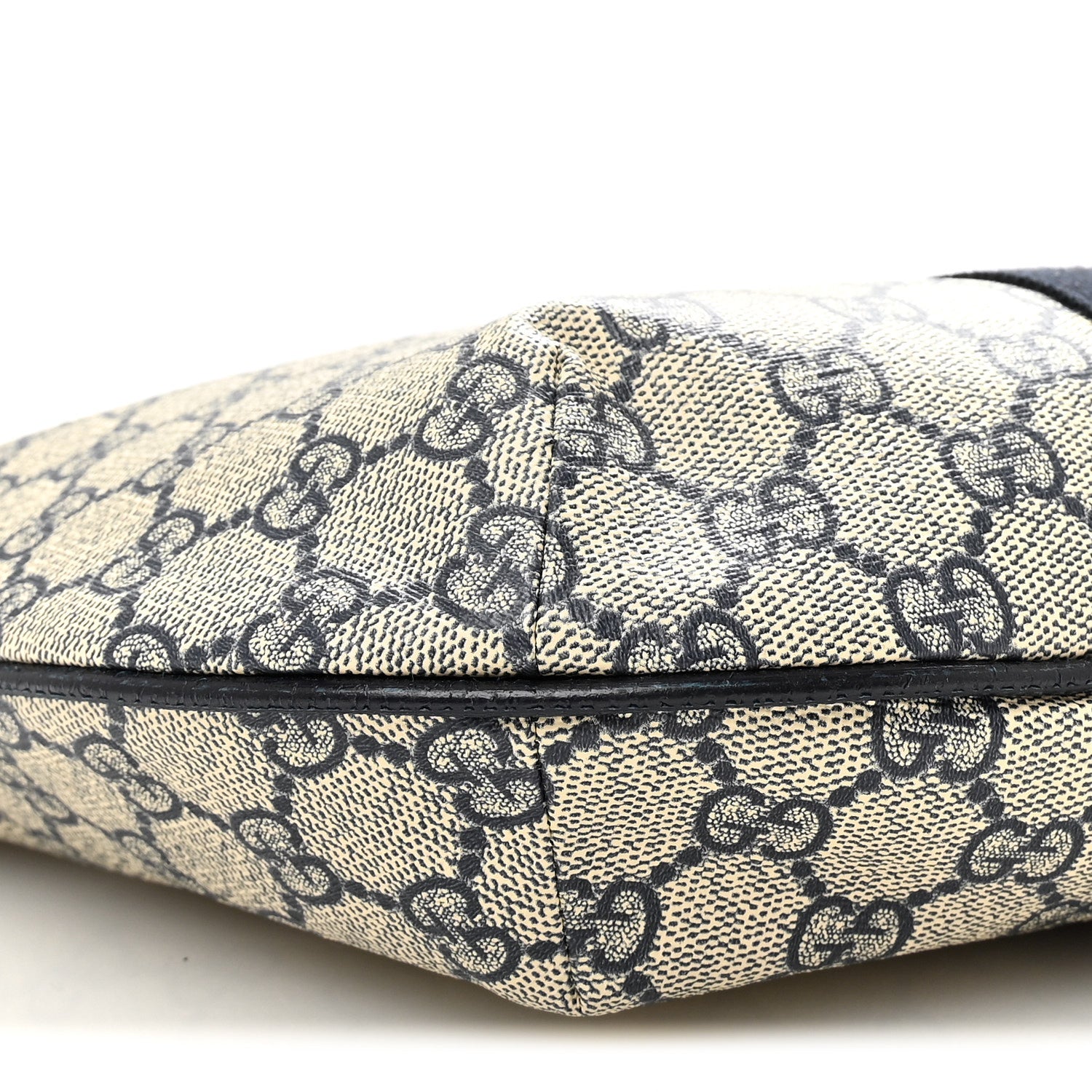 Gucci GG Supreme Monogram Textured Dollar Calfskin Web Small Ophidia Half Moon Hobo Beige Blue 9 of 10