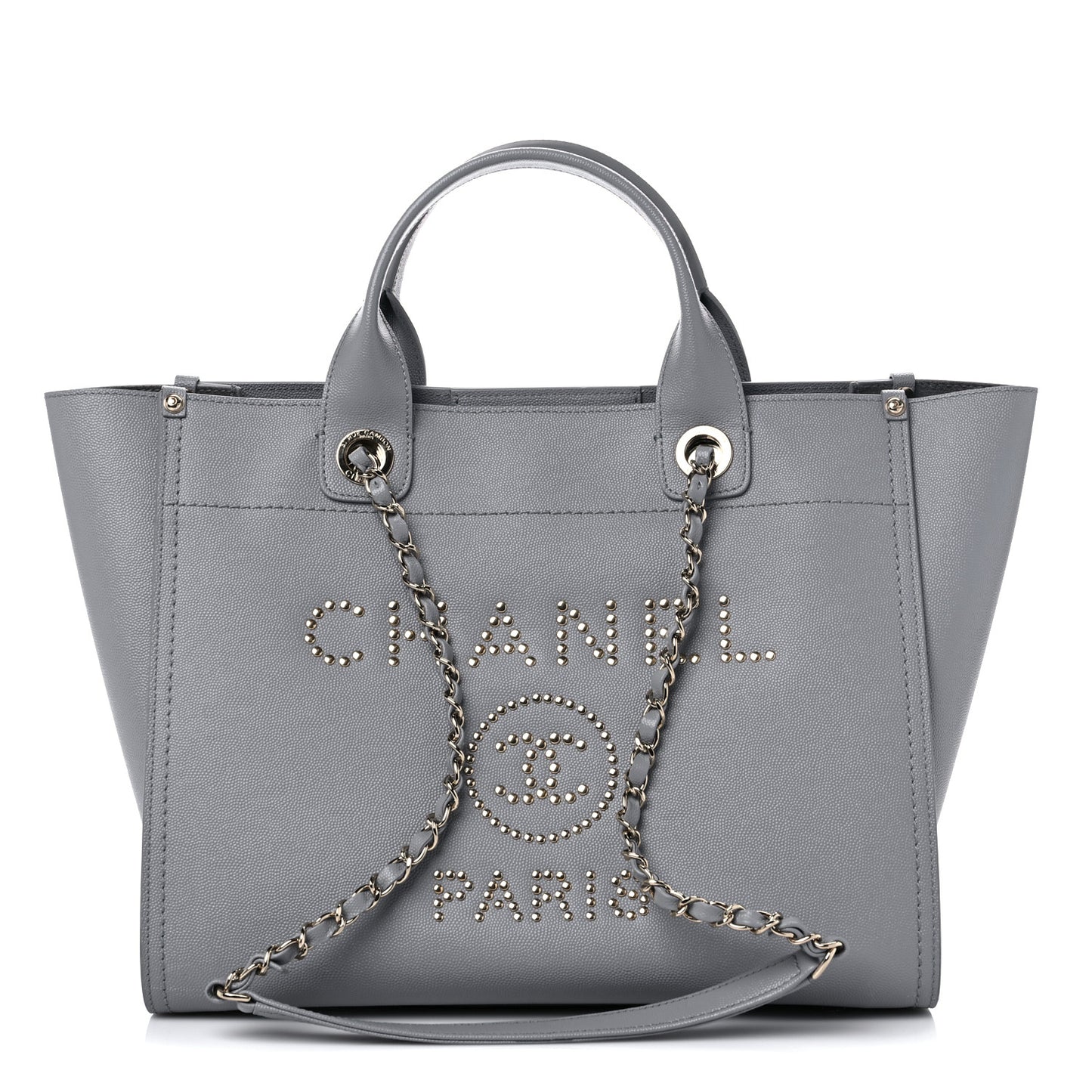 Caviar Studded Small Deauville Tote Grey