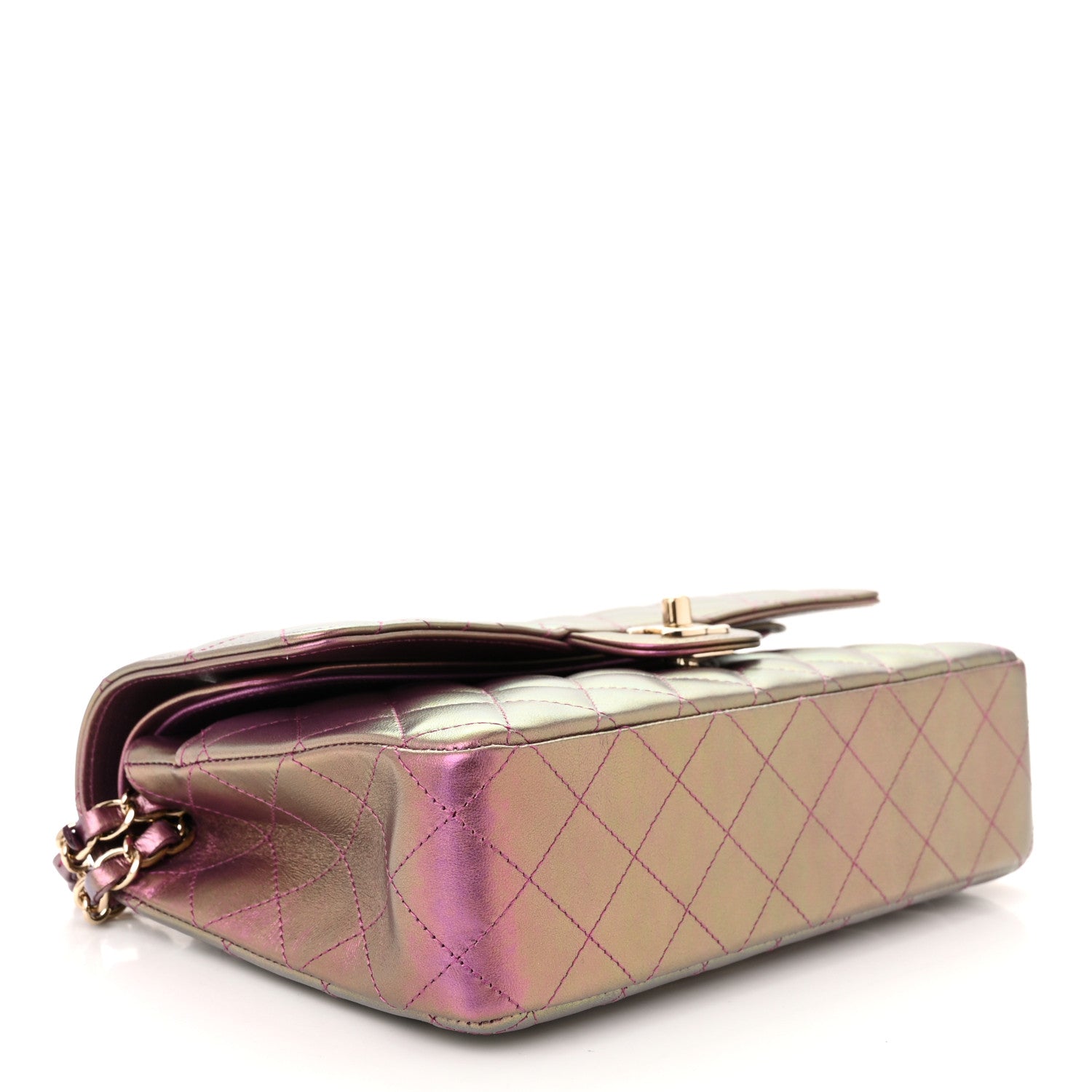 Chanel Iridescent Lambskin Quilted Medium Double Flap Purple 4 of 11