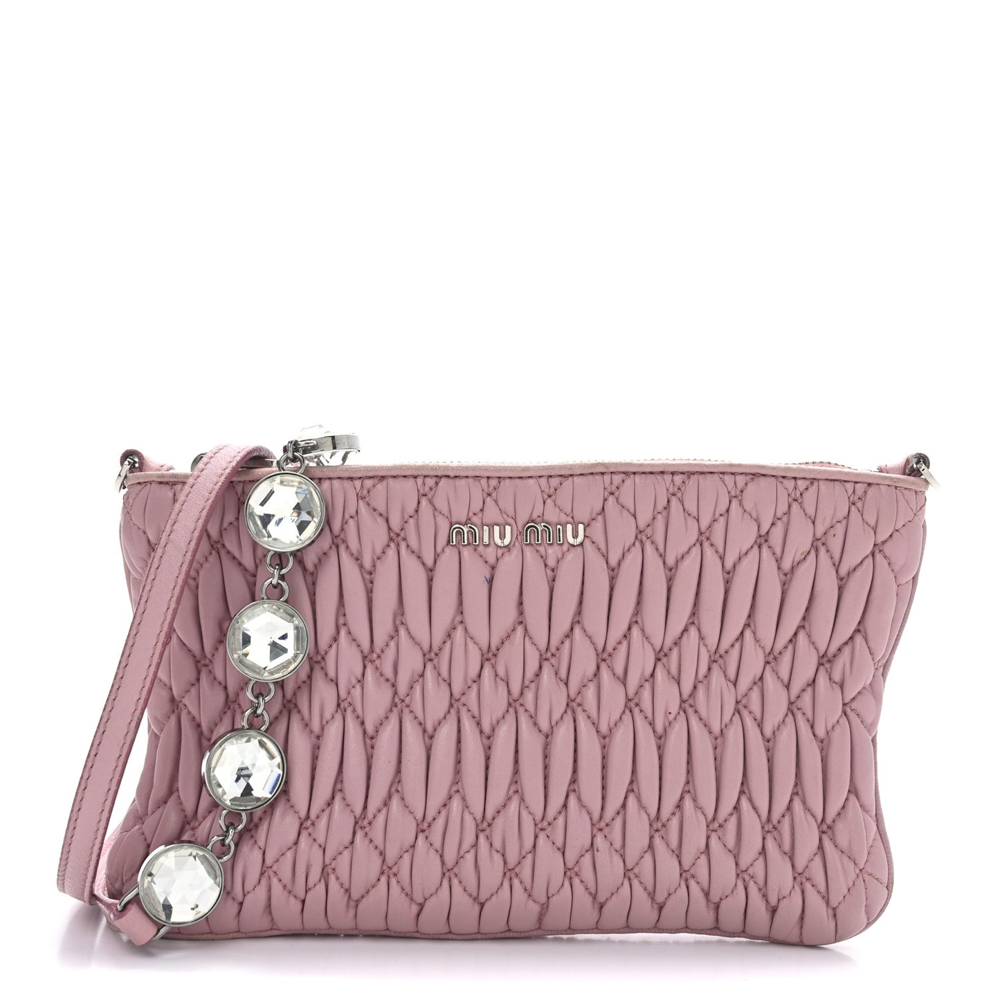 Nappa Matelasse Crystal Crossbody Clutch Rosa