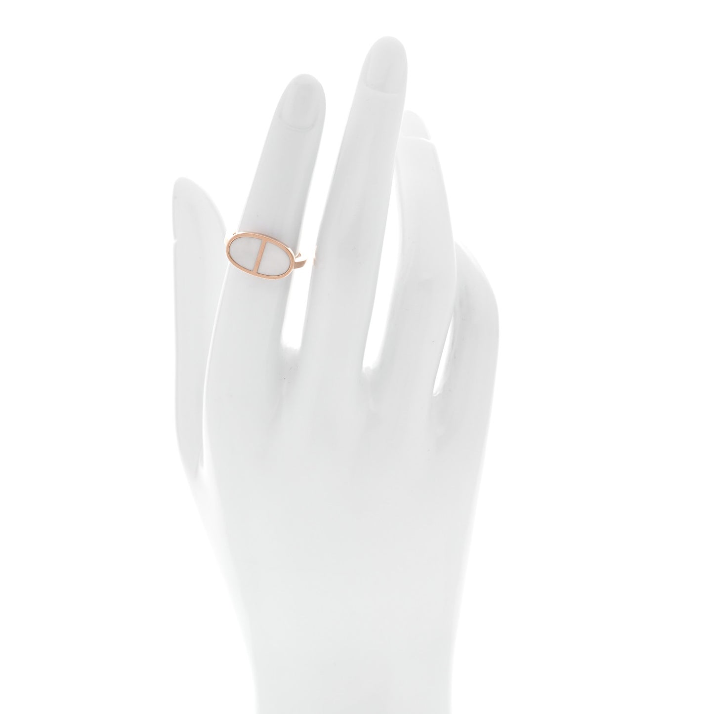 18K Rose Gold Ceramic MM Chaine d'Ancre Verso Ring 50 5.25 White