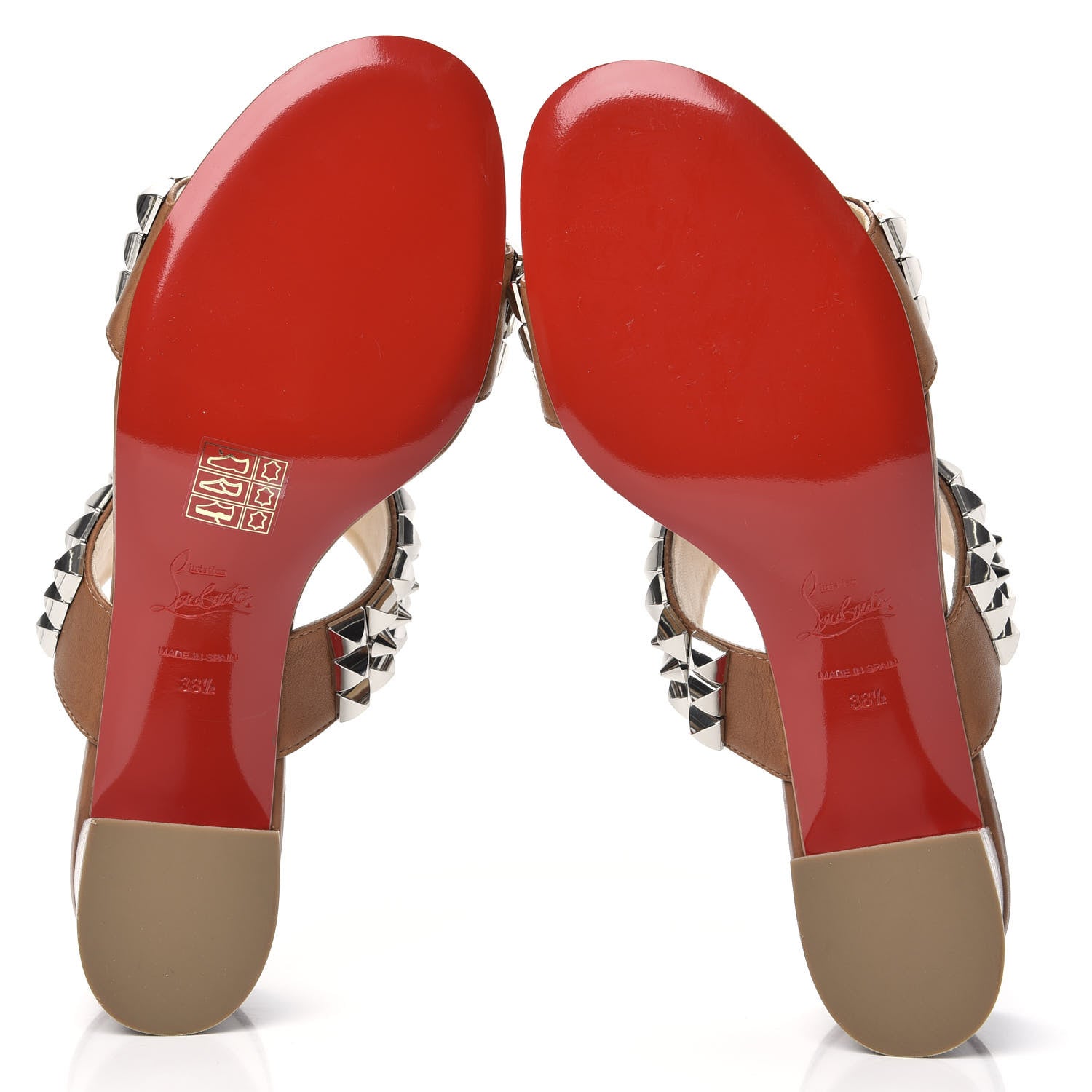Christian Louboutin Calfskin Tina Goes Mad 55 Slide Sandals 38.5 Cuoio 5 of 10