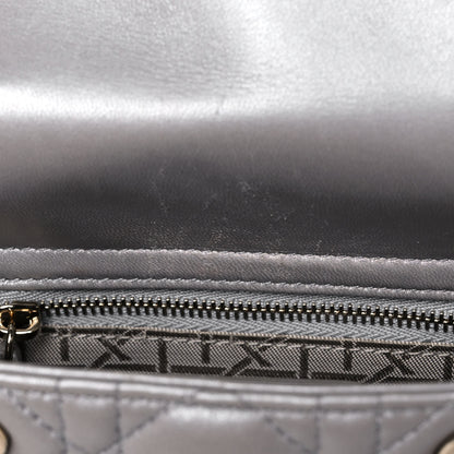 Christian Dior Metallic Lambskin Cannage Mini Lady Dior Grey 17 of 20