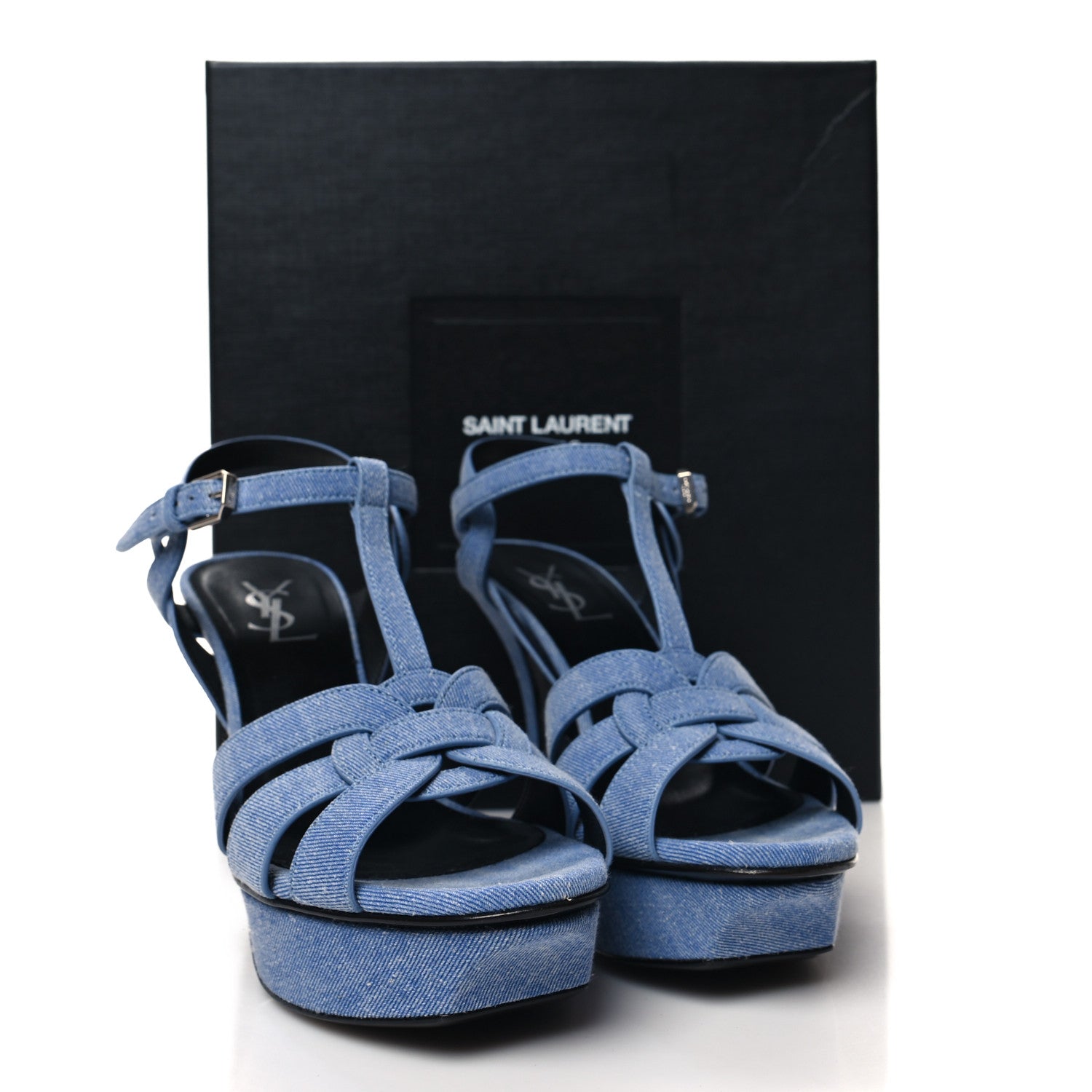 Saint Laurent SAINT LAURENT Denim Tribute 75 Platform Sandals 37.5 Blue 9 of 9