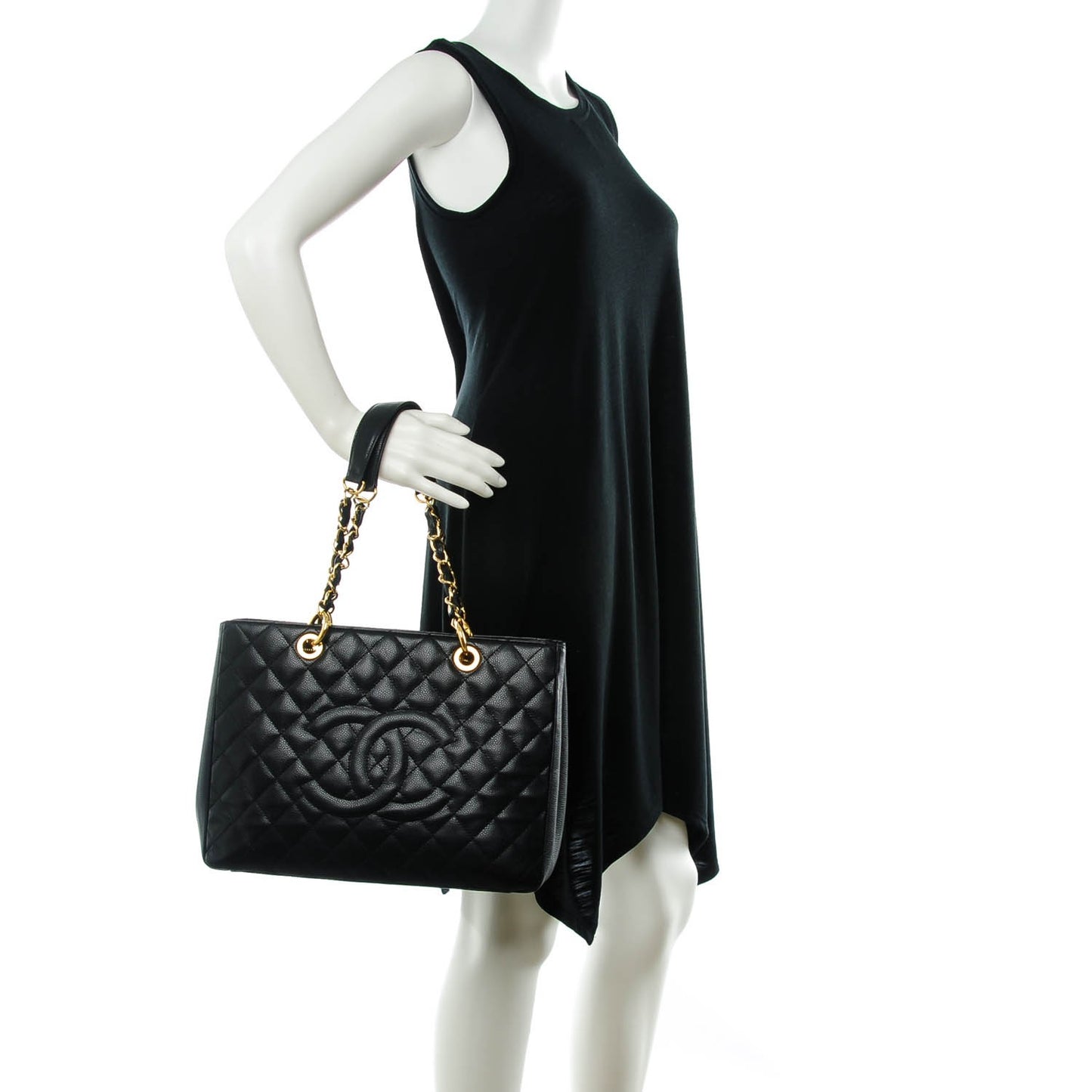 Caviar Quilted Grand Shopping Tote GST Black