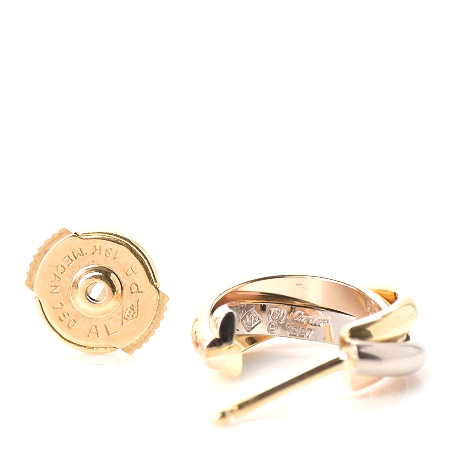 18K Pink Yellow White Gold Small Trinity Hoop Earrings