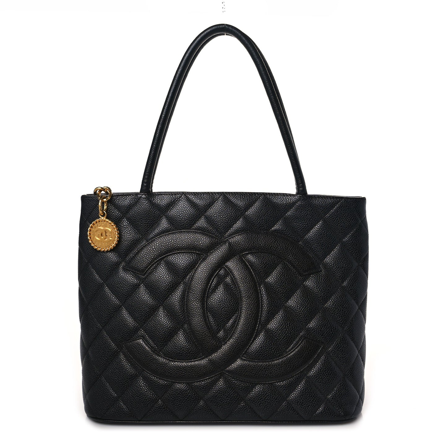 Caviar Quilted Medallion Tote Black