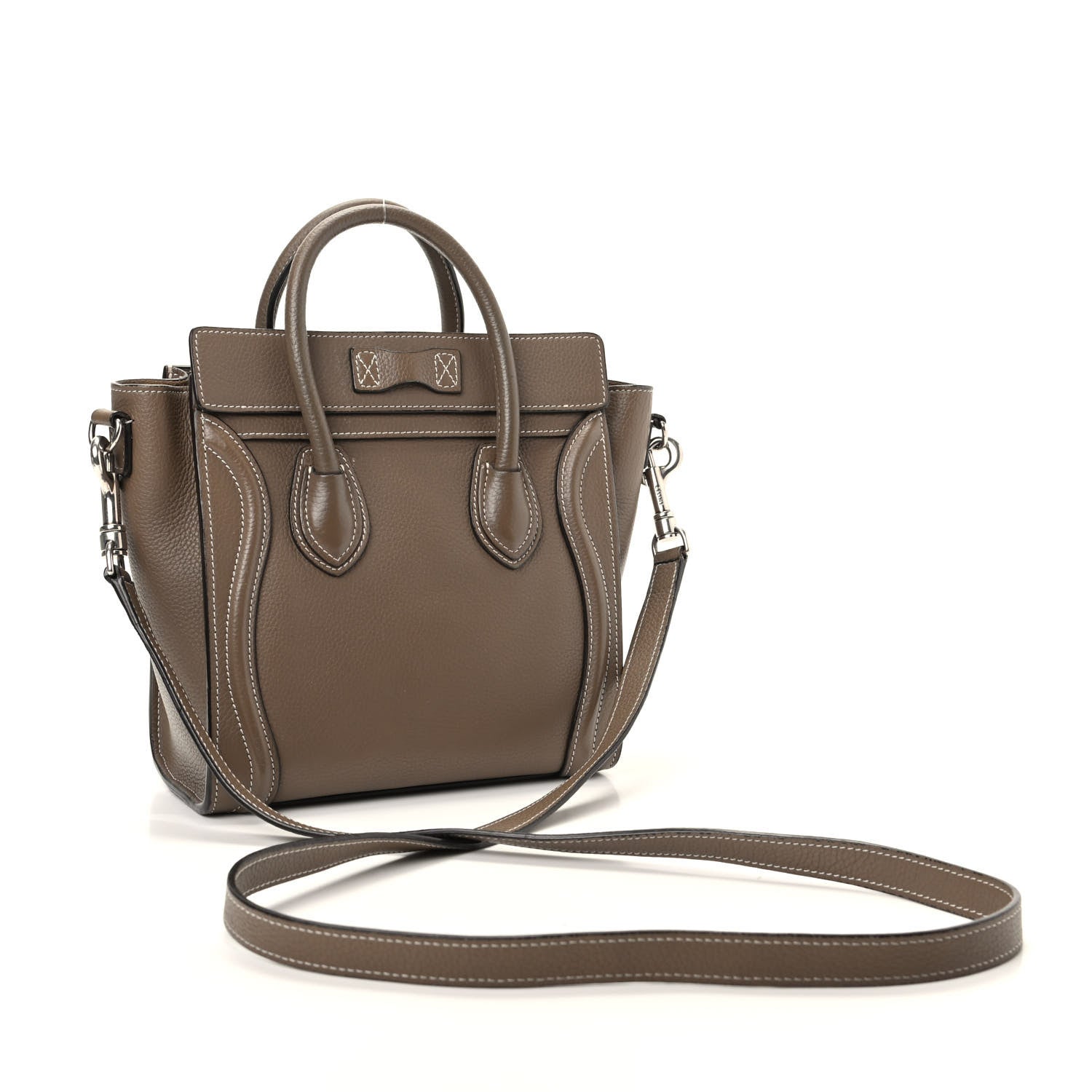 Celine Drummed Calfskin Nano Luggage Souris 3 of 9