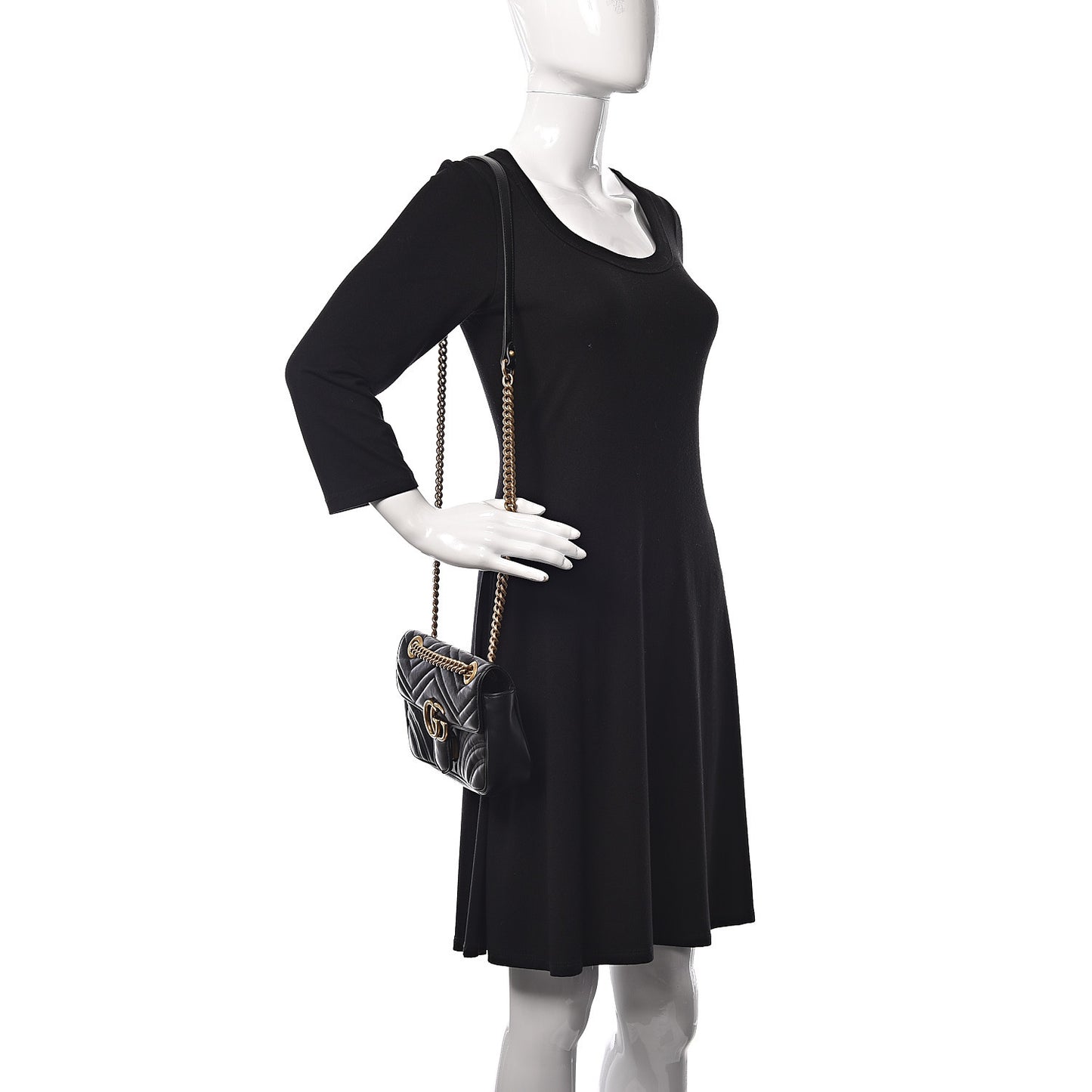 Calfskin Matelasse Mini GG Marmont Shoulder Bag Black
