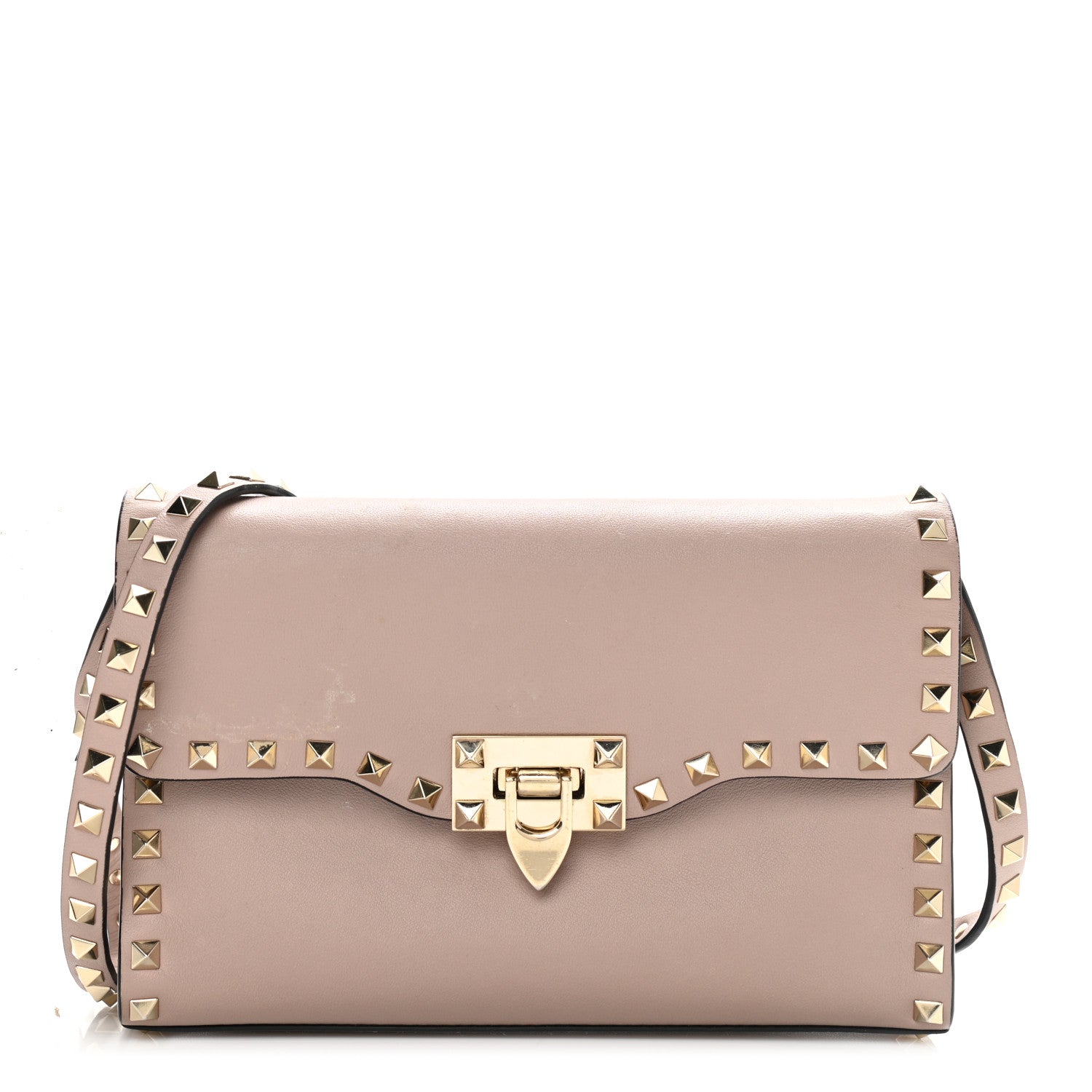 Valentino Garavani Vitello Medium Rockstud Flip Lock Crossbody Bag Poudre 1 of 13