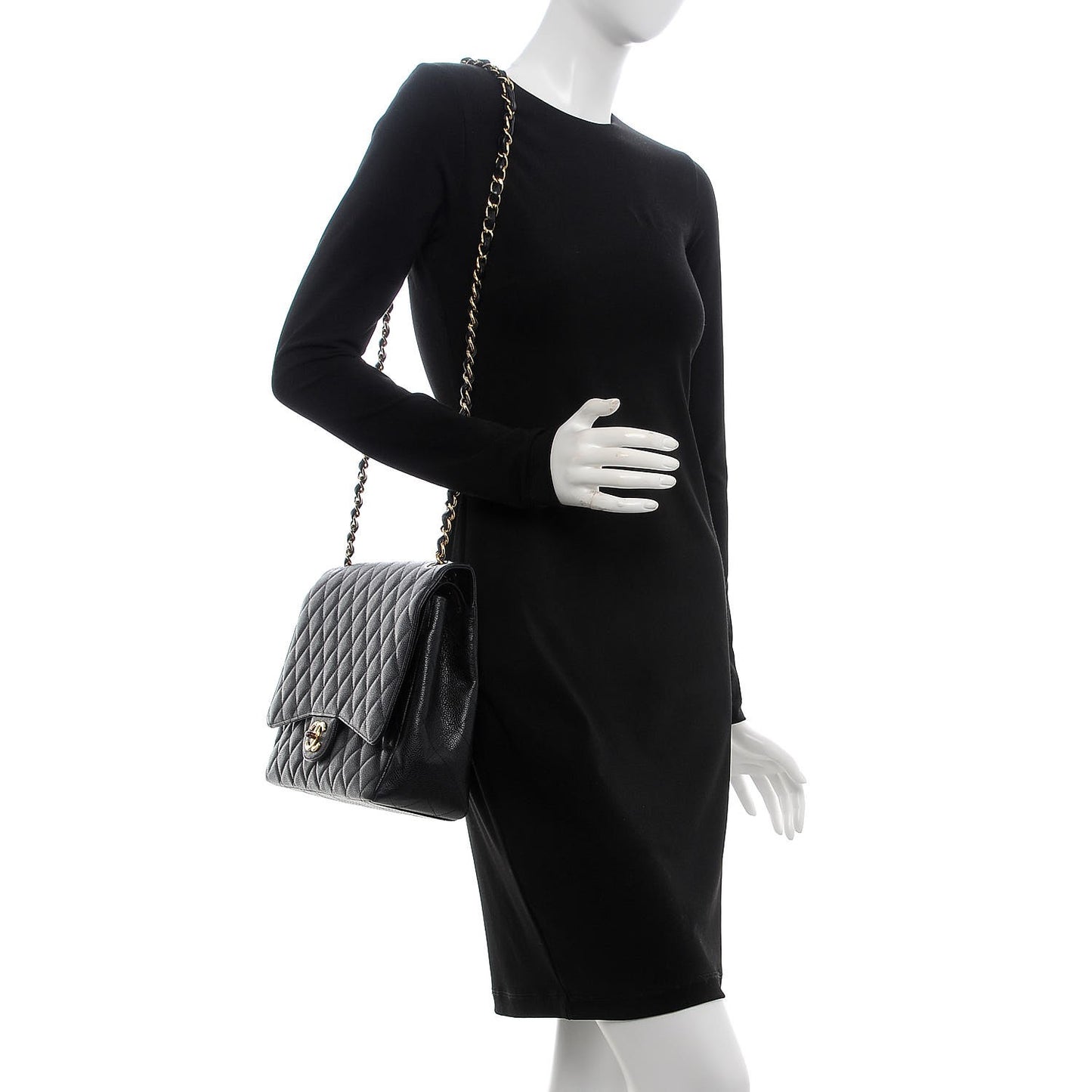 Caviar Quilted Maxi Double Flap Black