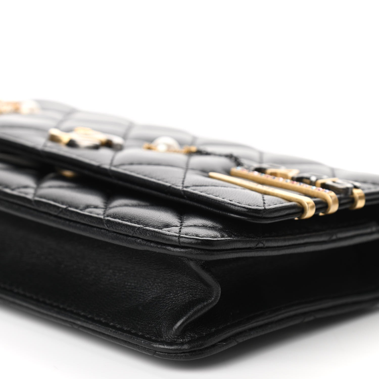 Chanel Lambskin Quilted Coco Clips Wallet On Chain WOC Black 11 of 15
