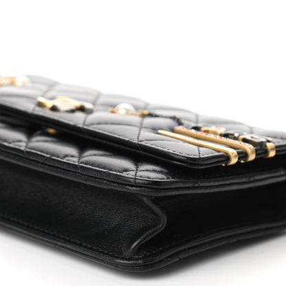 Chanel Lambskin Quilted Coco Clips Wallet On Chain WOC Black 11 of 15
