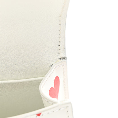 Balenciaga Smooth Calfskin Heart Hourglass Top Handle Bag Mini with Chain White Red 10 of 12