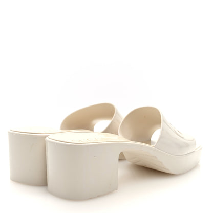 Gucci Rubber Gucci Logo Womens Platform 20/60mm Slide Sandals 38 Mystic White 5 of 8