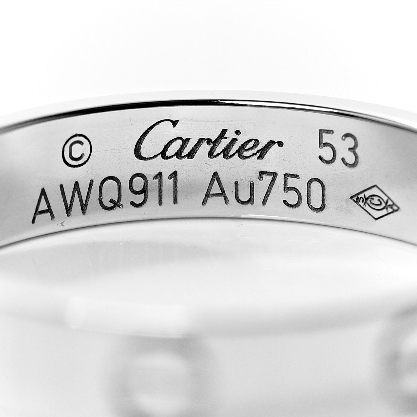 18K White Gold 3.5mm LOVE Wedding Band Ring 53 6.25