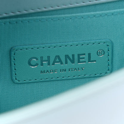 Chanel Iridescent Lambskin Chevron Quilted Small Boy Flap Turquoise 6 of 10