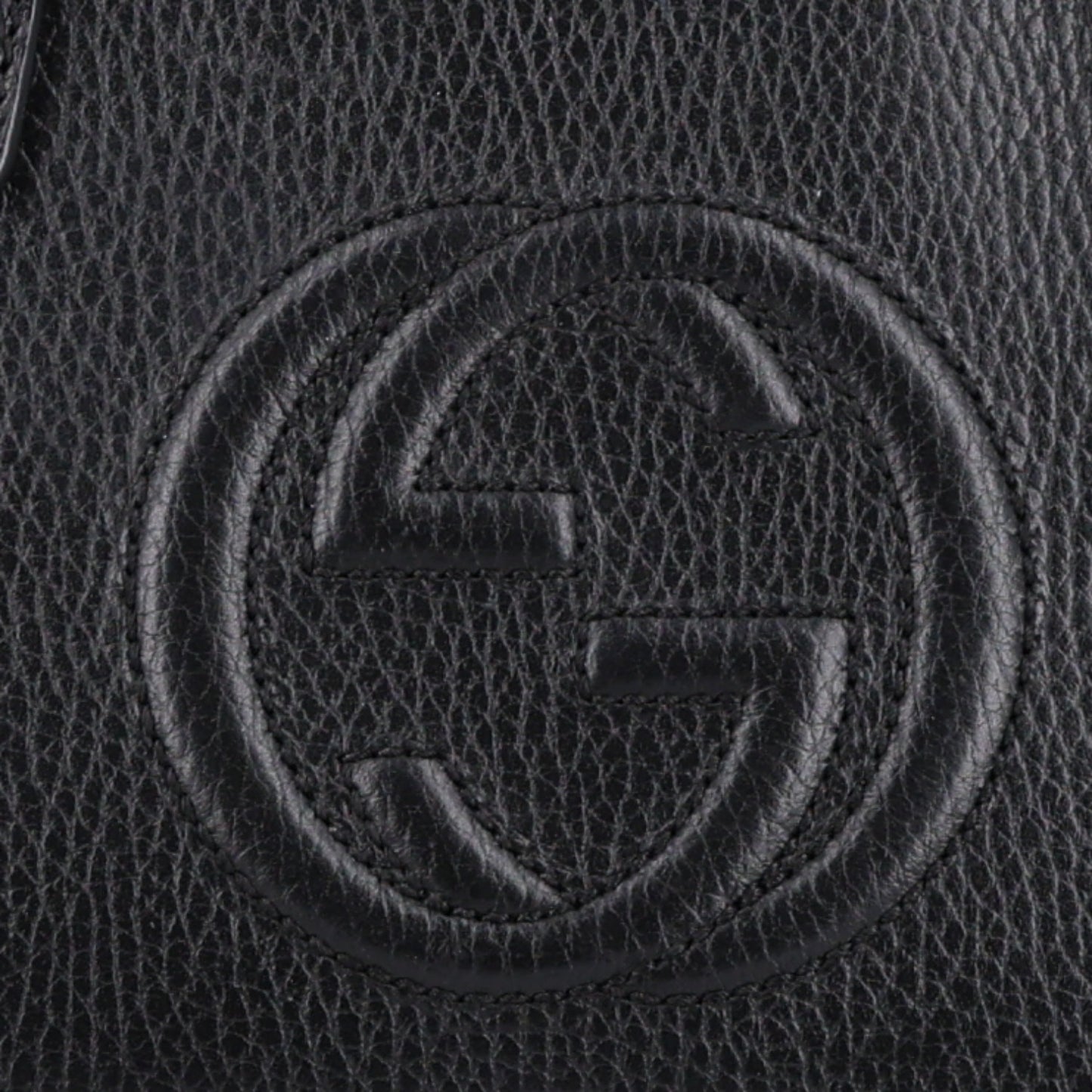 Pebbled Calfskin Medium Soho Top Handle Satchel Black