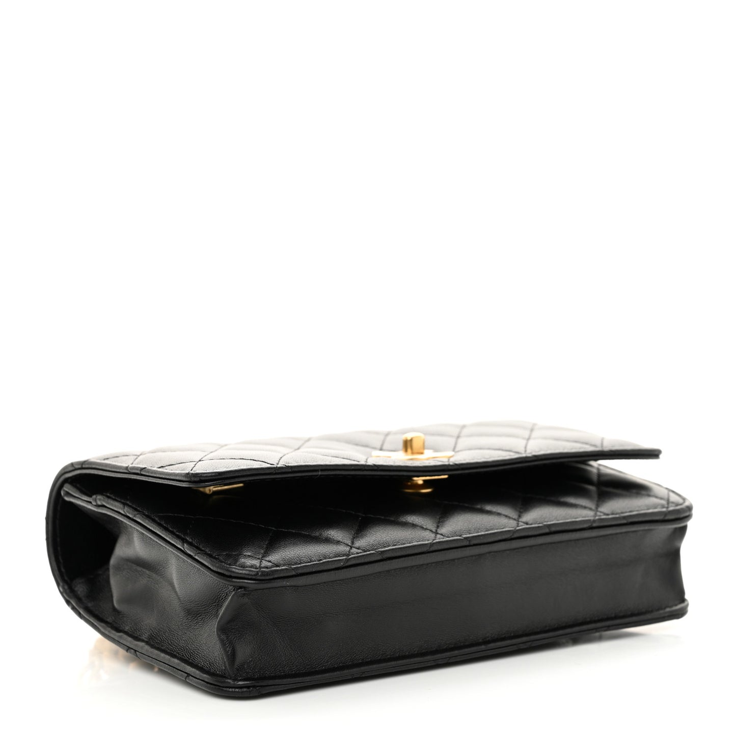 Lambskin Quilted Sweet Camellia Wallet On Chain WOC Black
