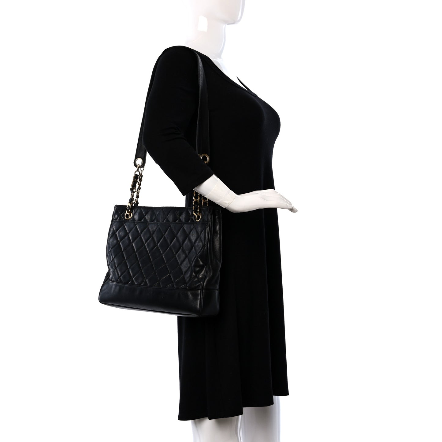 Lambskin Quilted Shoulder Bag Black