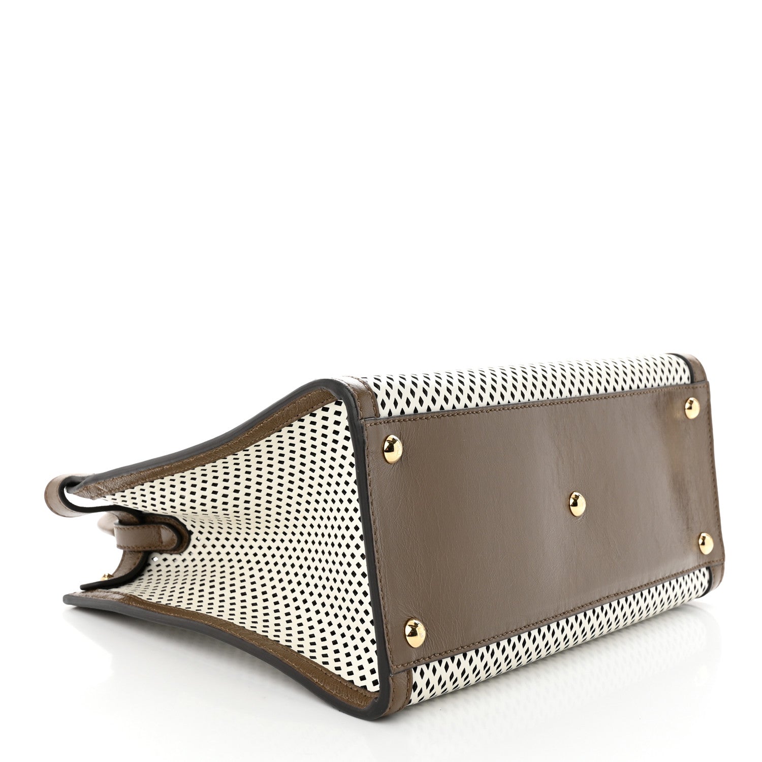 Fendi Vitello Liberty Glossy Lambskin Perforated Medium Peekaboo X-Lite White Ice Rust Maya 4 of 11