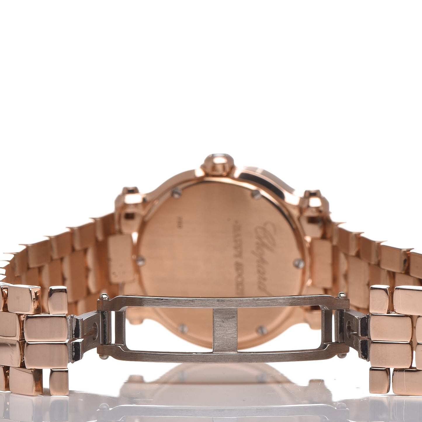 18K Rose Gold Diamond Bezel 30mm Happy Sport Quartz Watch Brown